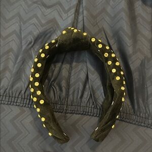 Lele Sadoughi Black Headband with Rhinestone Studs